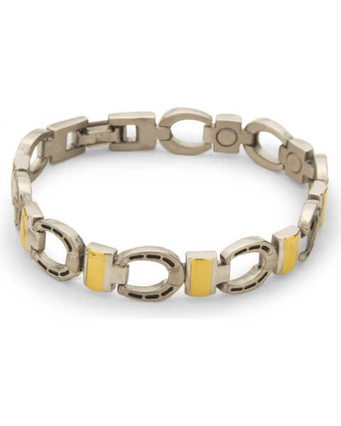 Image #1 - Sabona Men's Horseshoe Magnetic Bracelet, Silver, hi-res