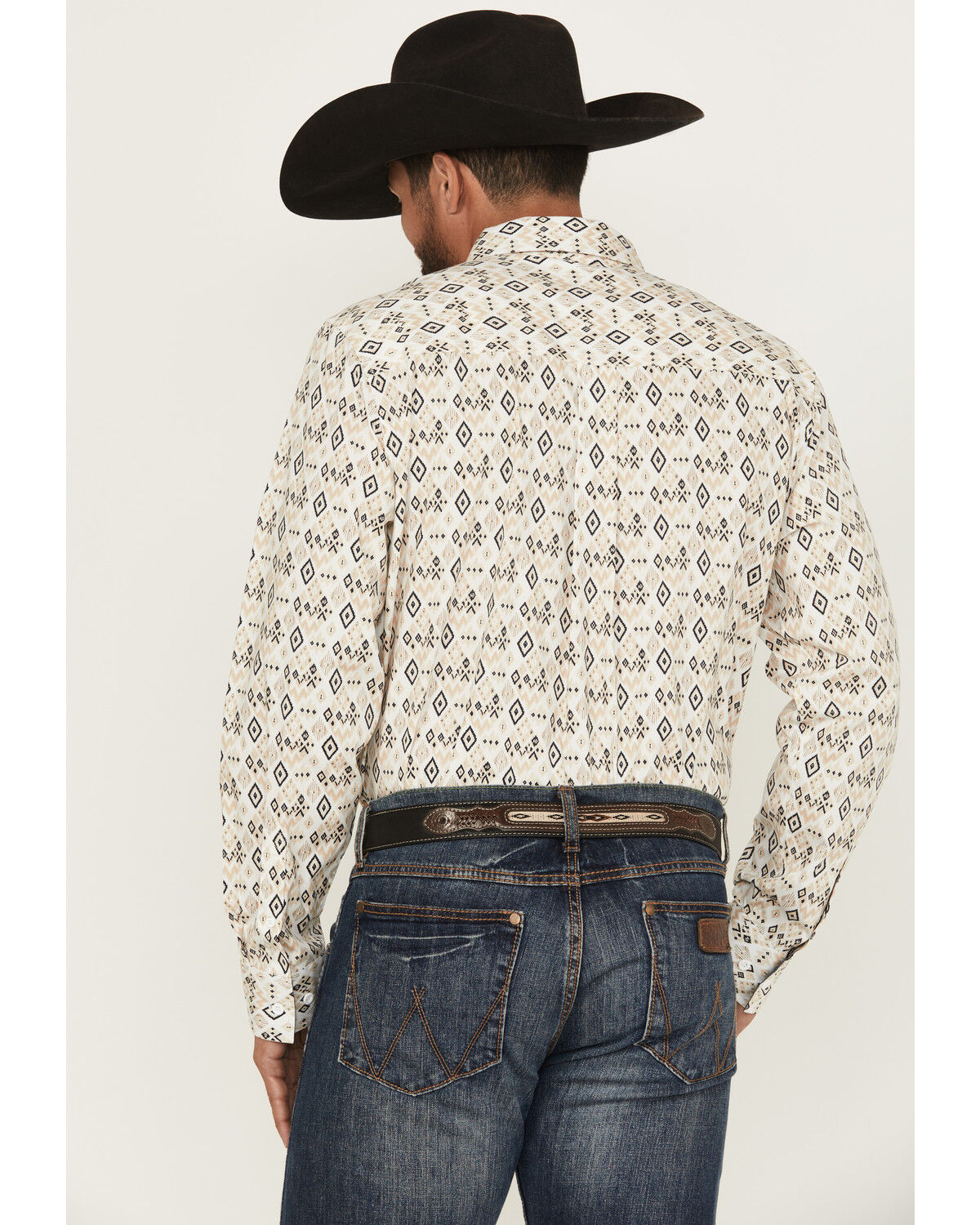 Image #4 - RANK 45® Men's Centralia Medal Geo Print Long Sleeve Button-Down Stretch Western Shirt, White, hi-res
