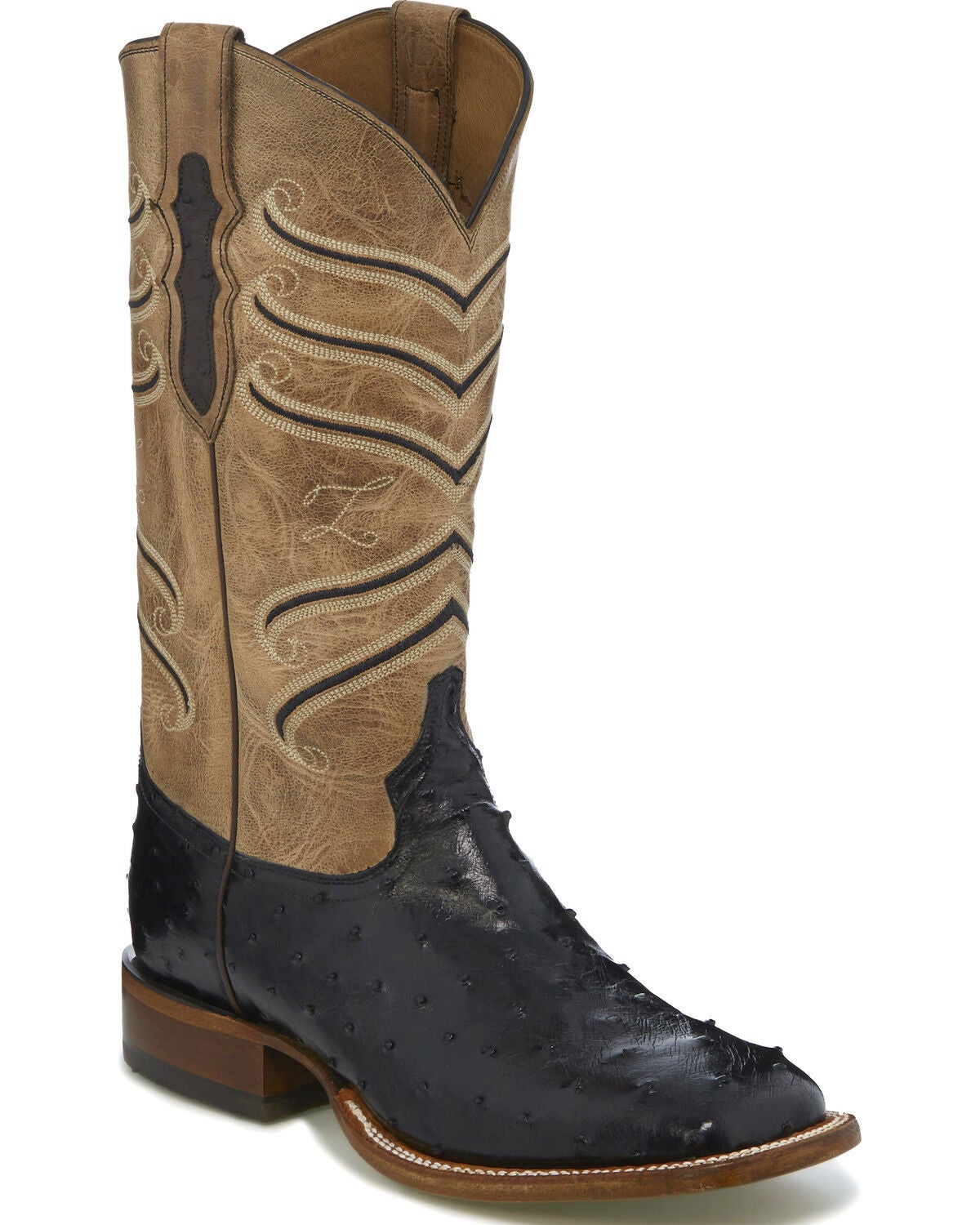 mens black ostrich cowboy boots
