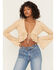 Image #1 - Shyanne Women's Bolero Faux Suede Long Sleeve Shirt, Khaki, hi-res
