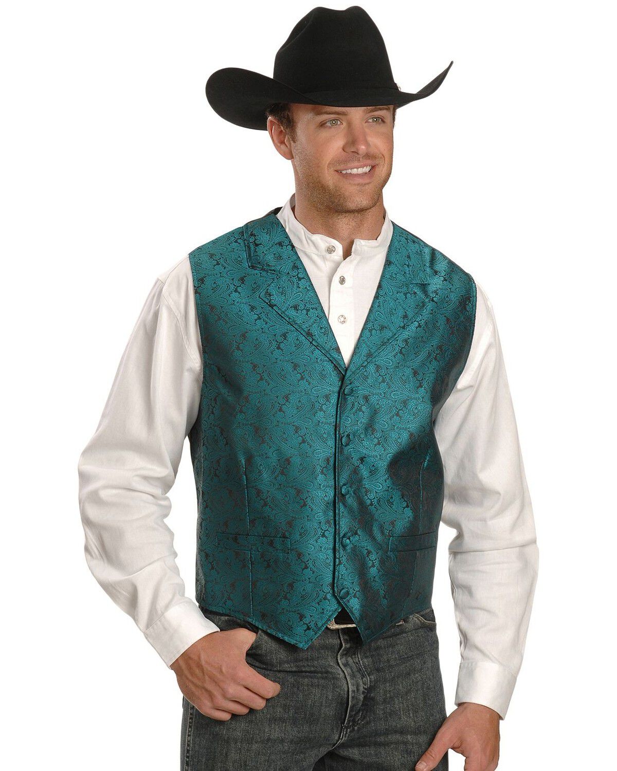 Image #1 - Rangewear by Scully Classic Paisley Dress Vest, Teal, hi-res