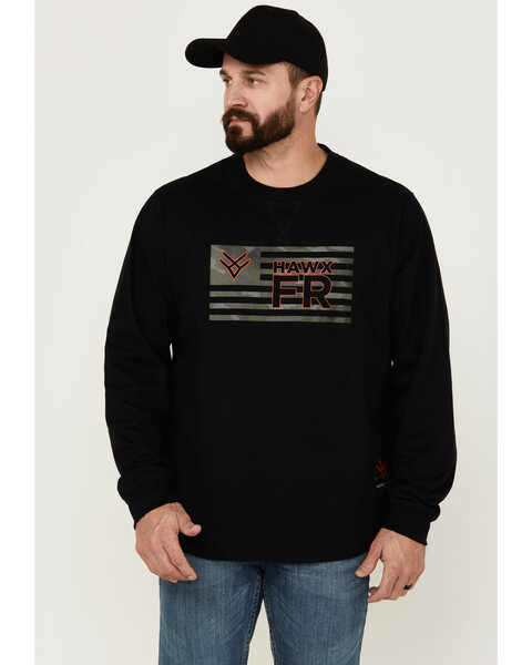 Hawx Men's FR Long Sleeve Graphic Knit T-Shirt , Black, hi-res