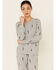 PJ Salvage Women's Lightning Bolt Sweatpants, Heather Grey, hi-res