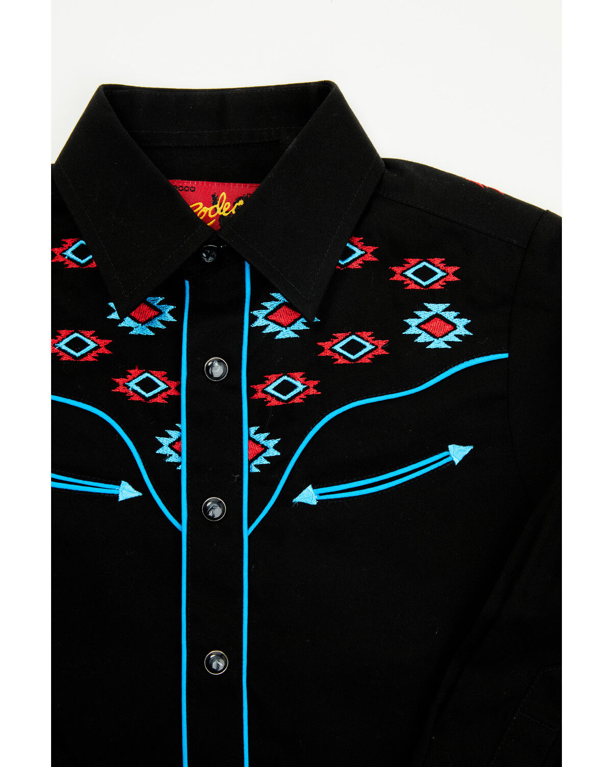 Image #2 - Avalon Boys' Embroidered Long Sleeve Snap Western Shirt, Black, hi-res