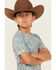 Image #2 - Rock & Roll Denim Boys' Allover Cactus Print Short Sleeve Shirt, Teal, hi-res
