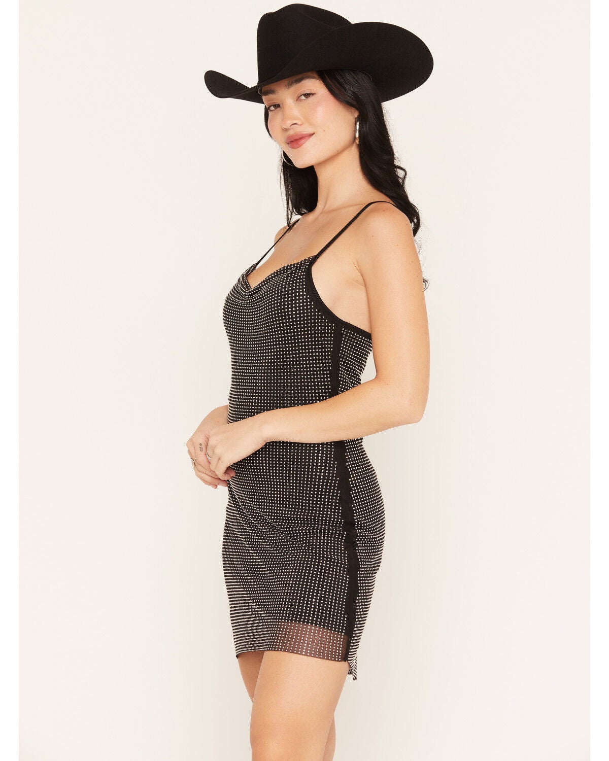 Image #2 - Rock & Roll Denim Women's Sleeveless Rhinestone Mini Dress, Chocolate, hi-res