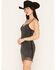 Image #2 - Rock & Roll Denim Women's Sleeveless Rhinestone Mini Dress, Chocolate, hi-res