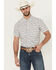 Image #1 - Panhandle Men's Southwestern Wallpaper Print Short Sleeve Snap Performance Western Shirt, White, hi-res
