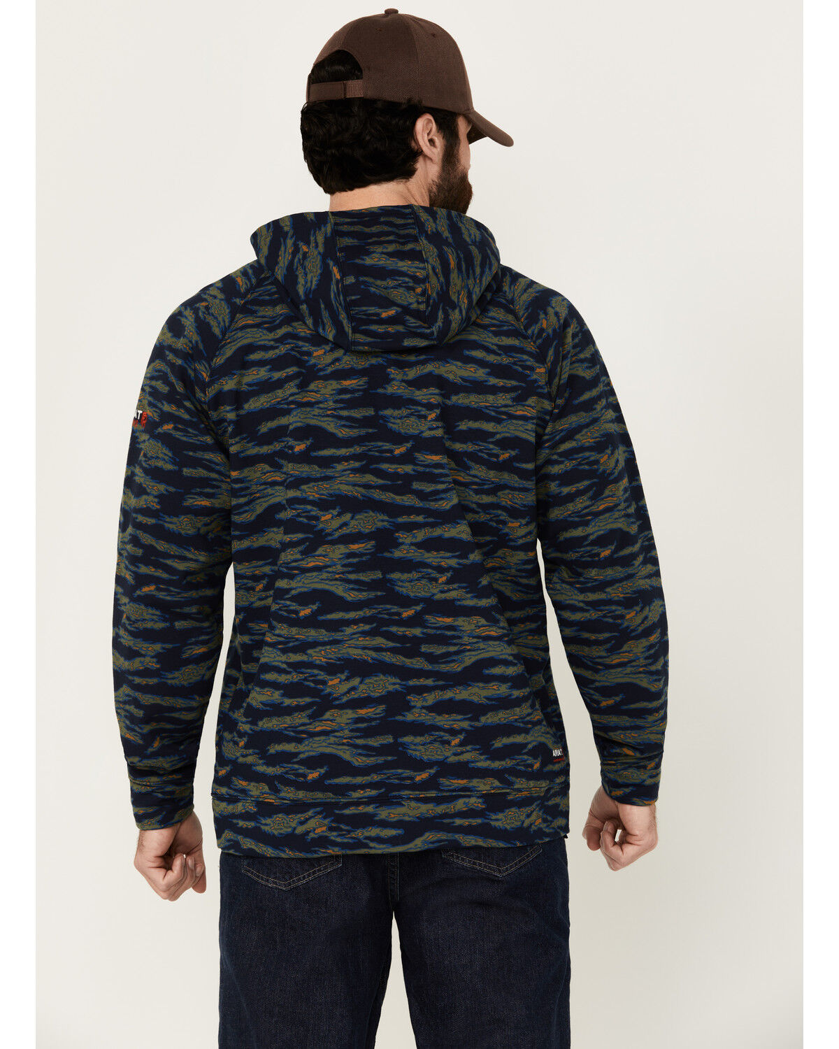 Image #4 - Ariat Men's FR Smoke Hooded Sweatshirt, Blue, hi-res