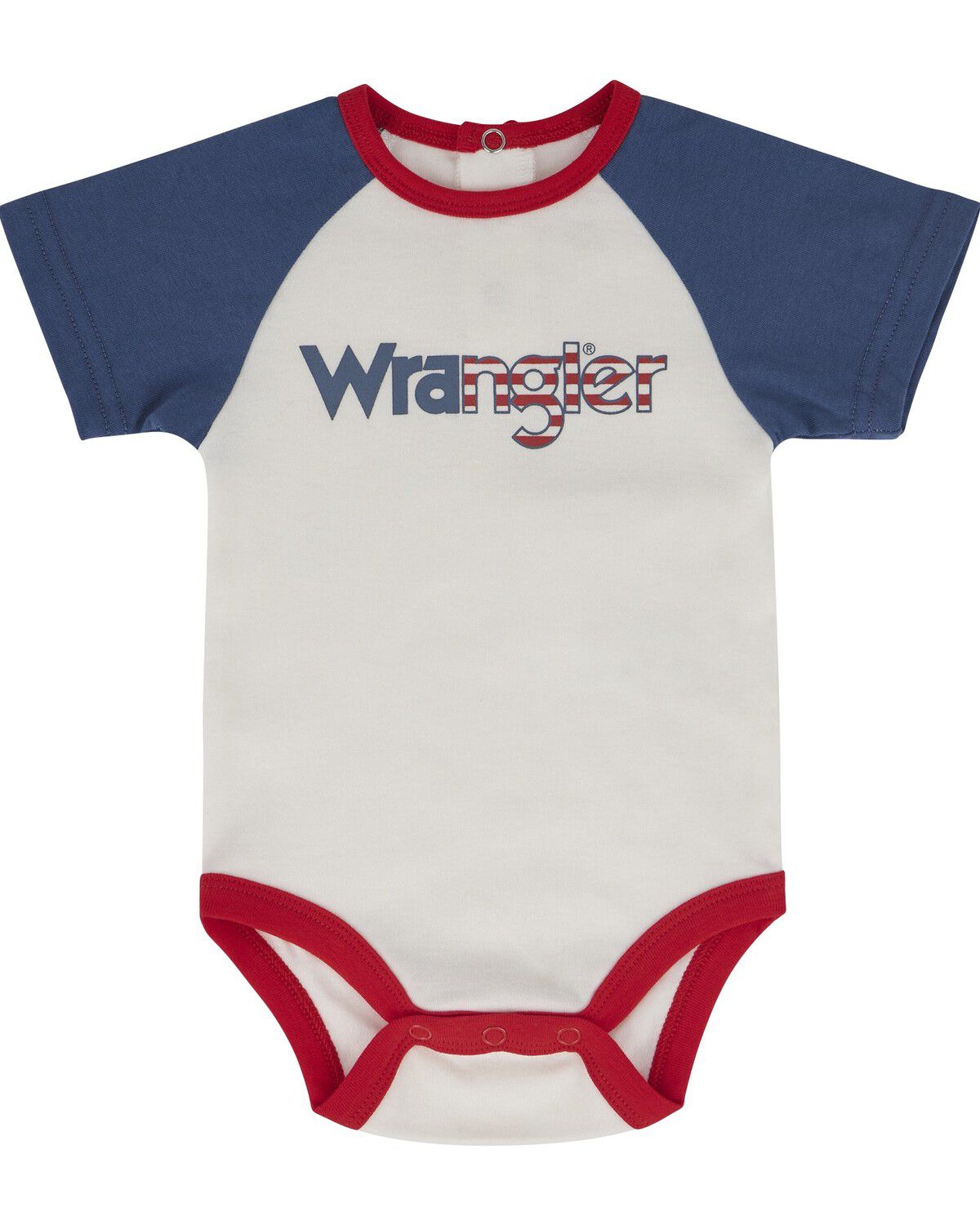 Image #1 - Wrangler Infant Boys' Americana Logo Short Sleeve Onesie, White, hi-res