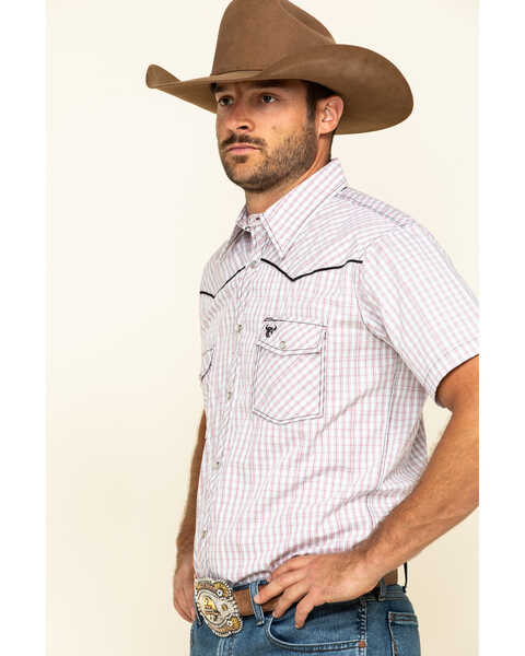 Image #3 - Cowboy Hardware Men's White Rake Plaid Short Sleeve Western Shirt , White, hi-res