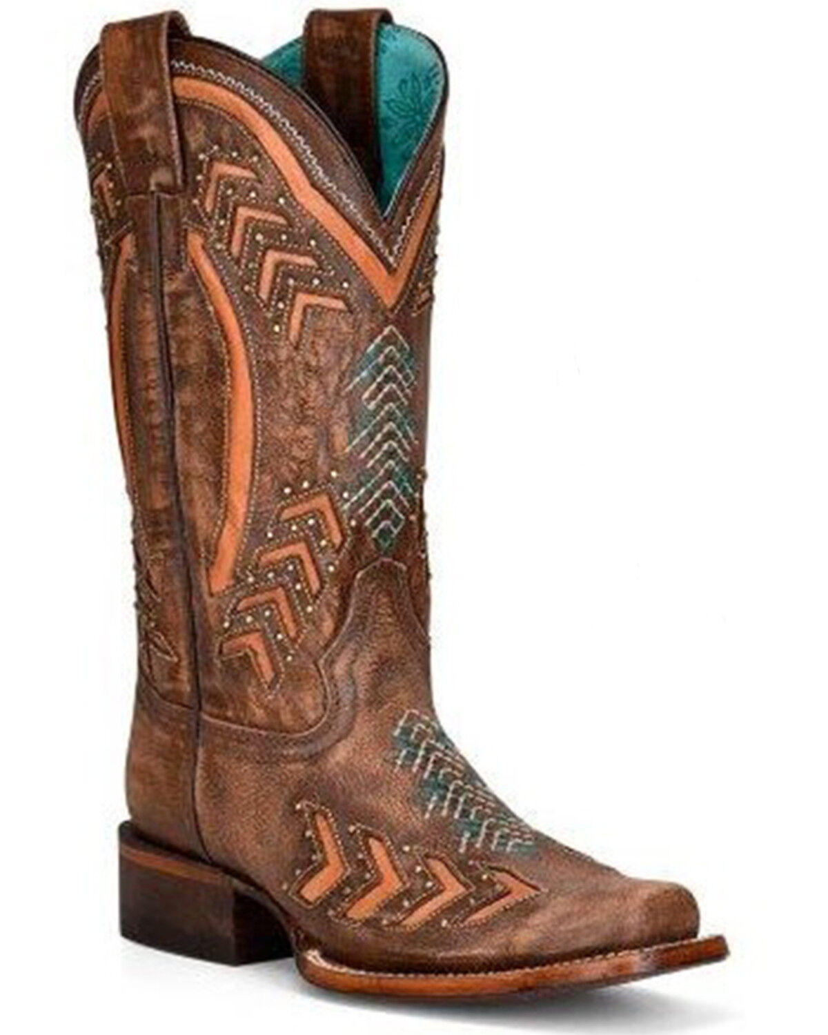 Image #1 - Corral Women's Laser Cut Arrows Western Boots - Square Toe, Brown, hi-res