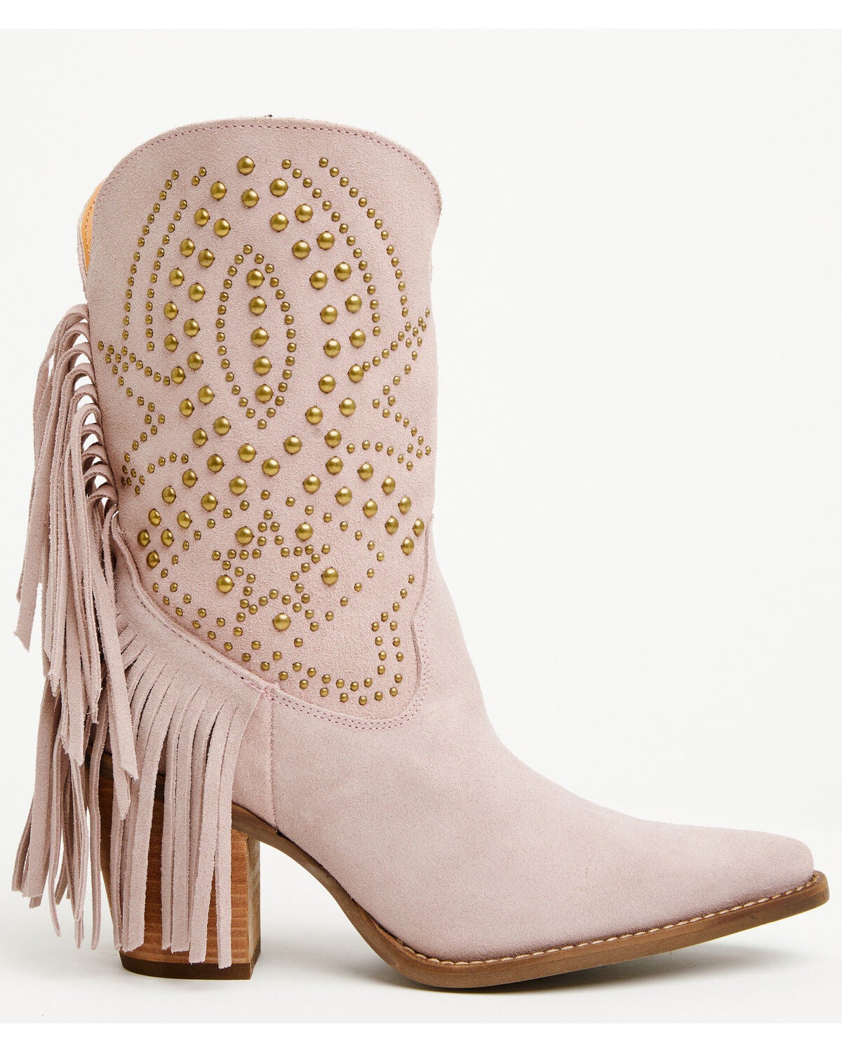 Image #2 - Dingo Women's Star Power Fringe Studded Western Boots - Snip Toe, Pink, hi-res