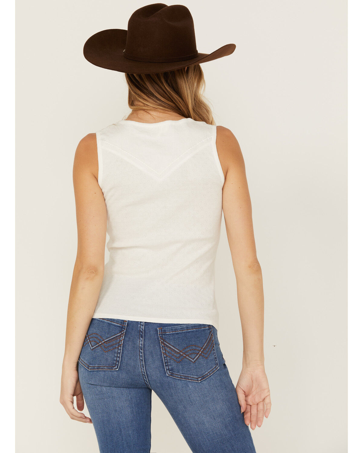 Image #3 - Idyllwind Women's Hillside Road Henley Tank, Ivory, hi-res