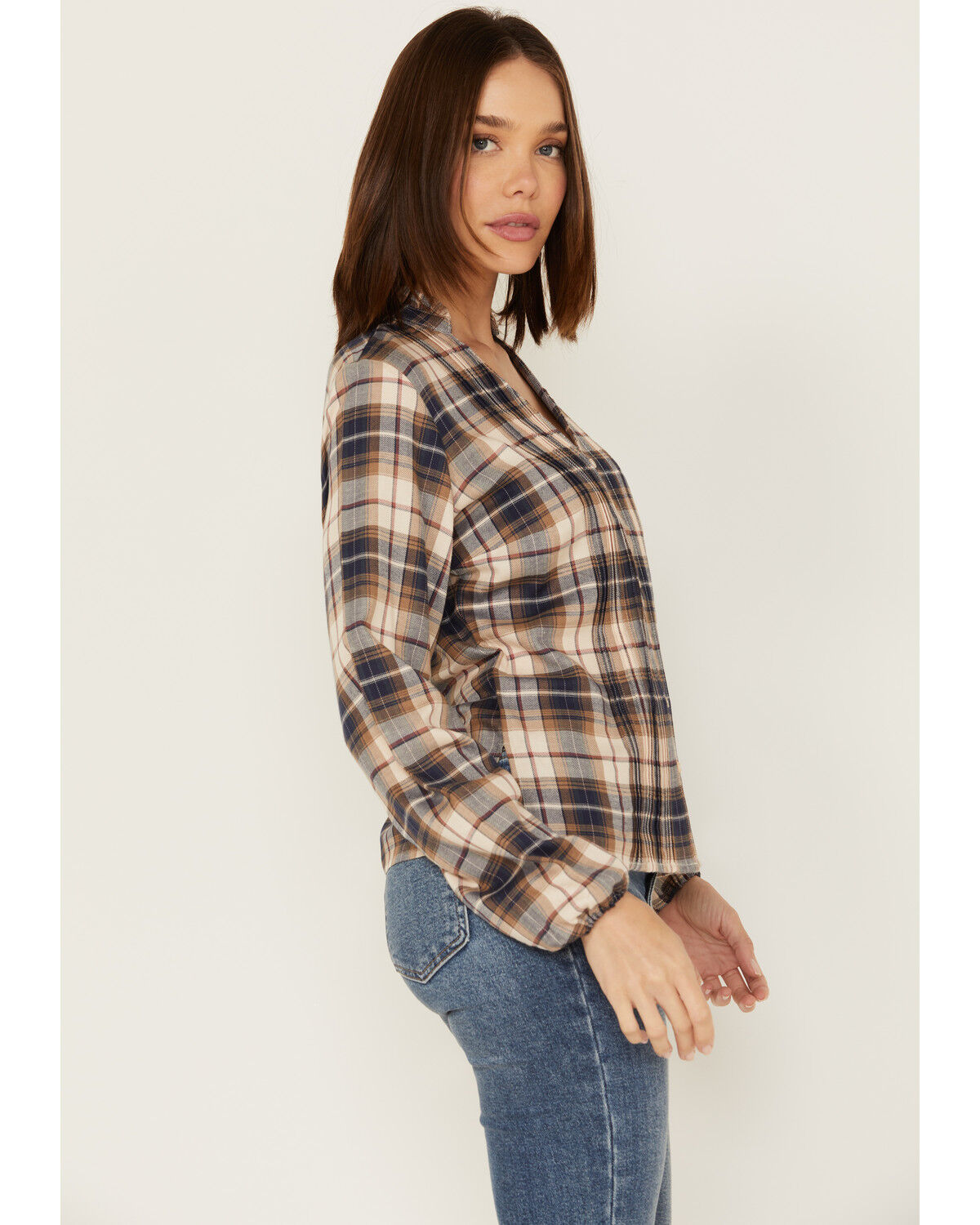 Image #2 - Cleo + Wolf Women's Plaid Print Blouse, Blush, hi-res