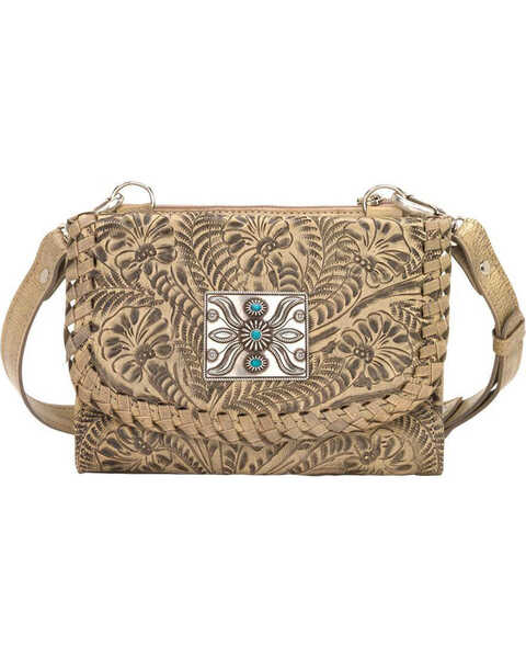 Image #1 - American West Women's Two Step Small Crossbody Bag , Sand, hi-res