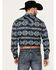 Image #4 - Rock & Roll Denim Men's Southwestern Print Stretch Long Sleeve Pearl Snap Western Shirt, Blue, hi-res