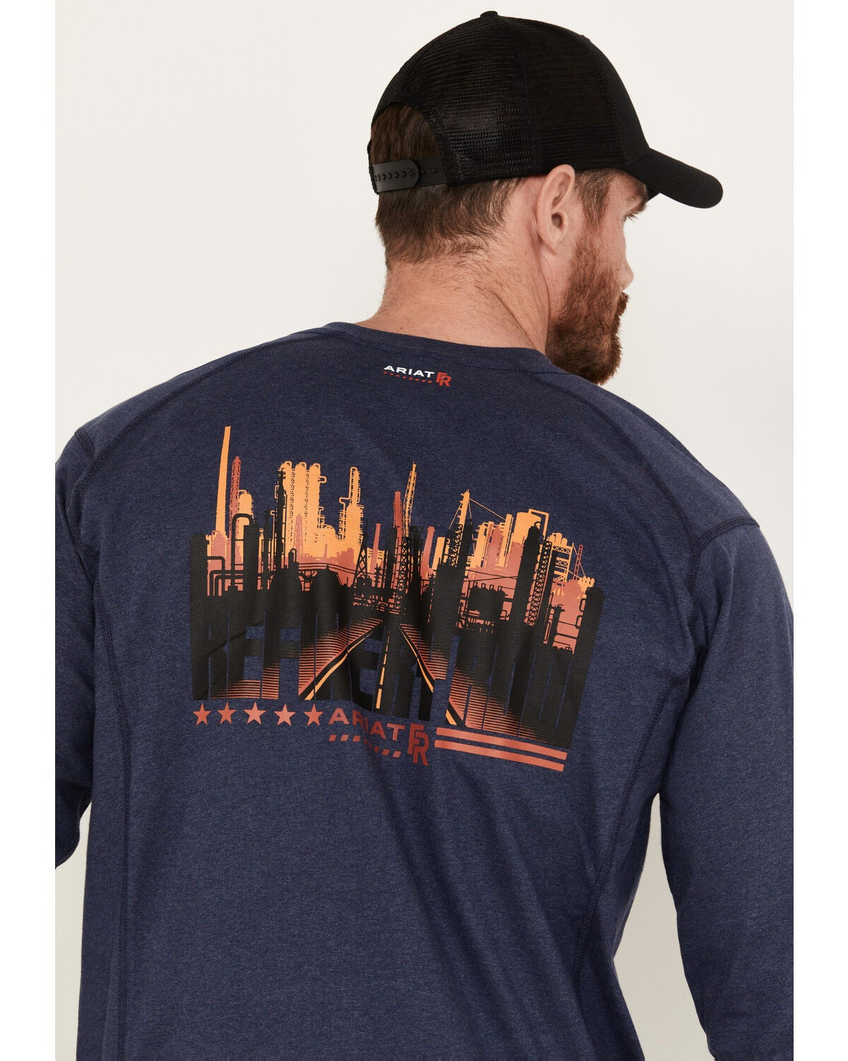 Image #4 - Ariat Men's Rebar FR Air Refinery Henley Long Sleeve Work Shirt - Tall, Navy, hi-res