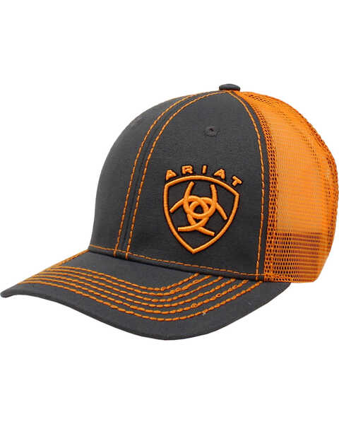 Image #1 - Ariat Men's Offset Logo Ball Cap , Grey, hi-res