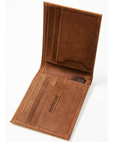 Brothers & Sons Men's Leather Bifold Wallet, Distressed Brown, hi-res