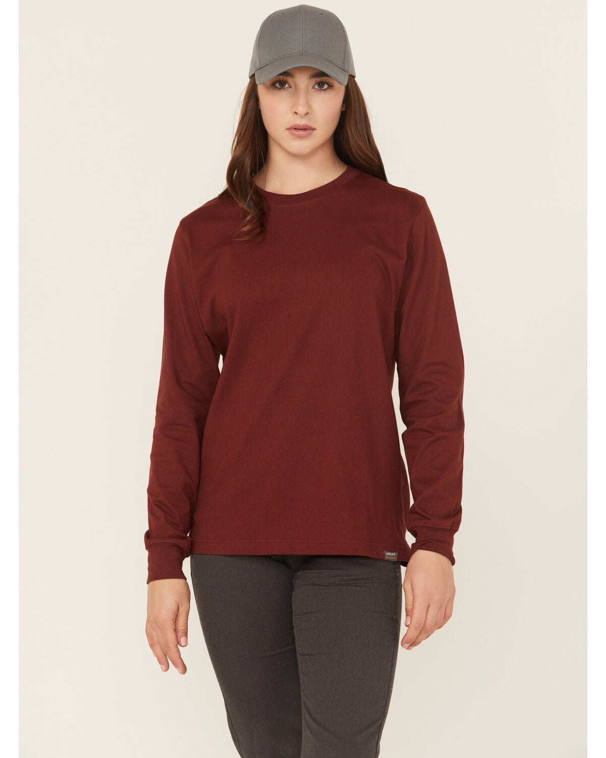 Image #2 - Ariat Women's Rebar Cotton Strong Workshop Logo Long Sleeve Graphic Tee, Brown, hi-res