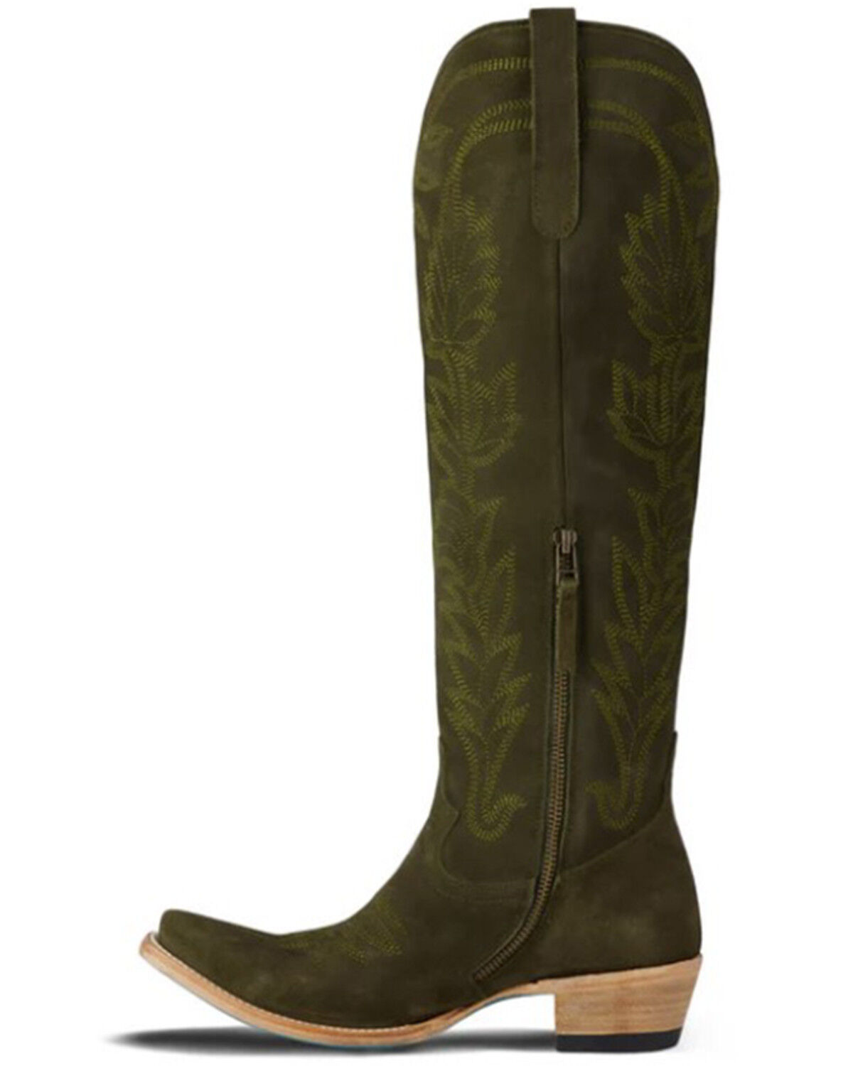 Image #3 - Lane Women's Sandaga Knee High Suede Western Boots - Snip Toe, Olive, hi-res