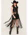 Image #1 - Azalea Wang Women's Arden Faux Leather Long Fringe Moto Vest, Black, hi-res