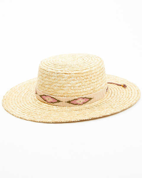Nikki Beach Women's Pink Cobra Straw Hat, Taupe, hi-res