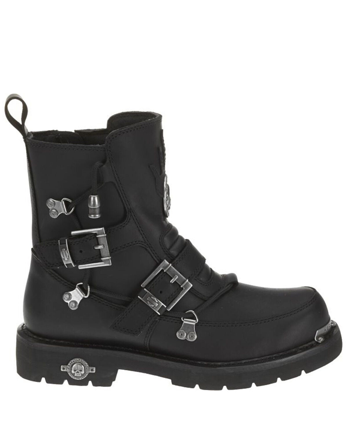 Image #2 - Harley Davidson Men's Distortion Skull Moto Boots - Round Toe, Black, hi-res