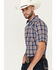 Image #2 - Cody James Men's Tequila Sunrise Plaid Print Short Sleeve Button-Down Stretch Western Shirt , Navy, hi-res