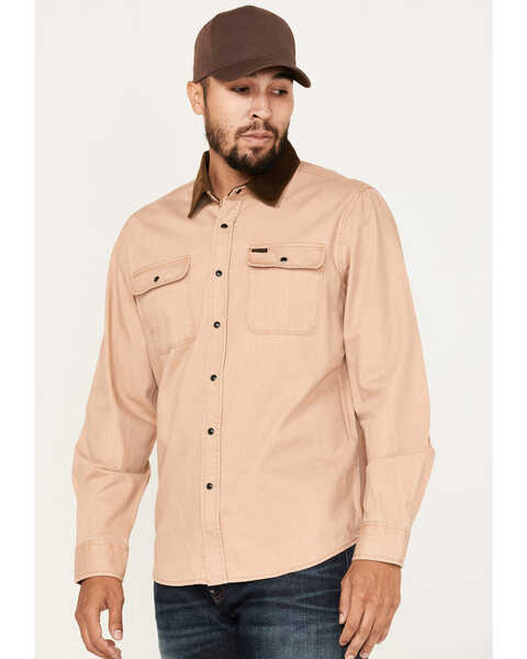 Brixton Men's Bowery Reserve Long Sleeve Snap Shirt, Beige/khaki, hi-res