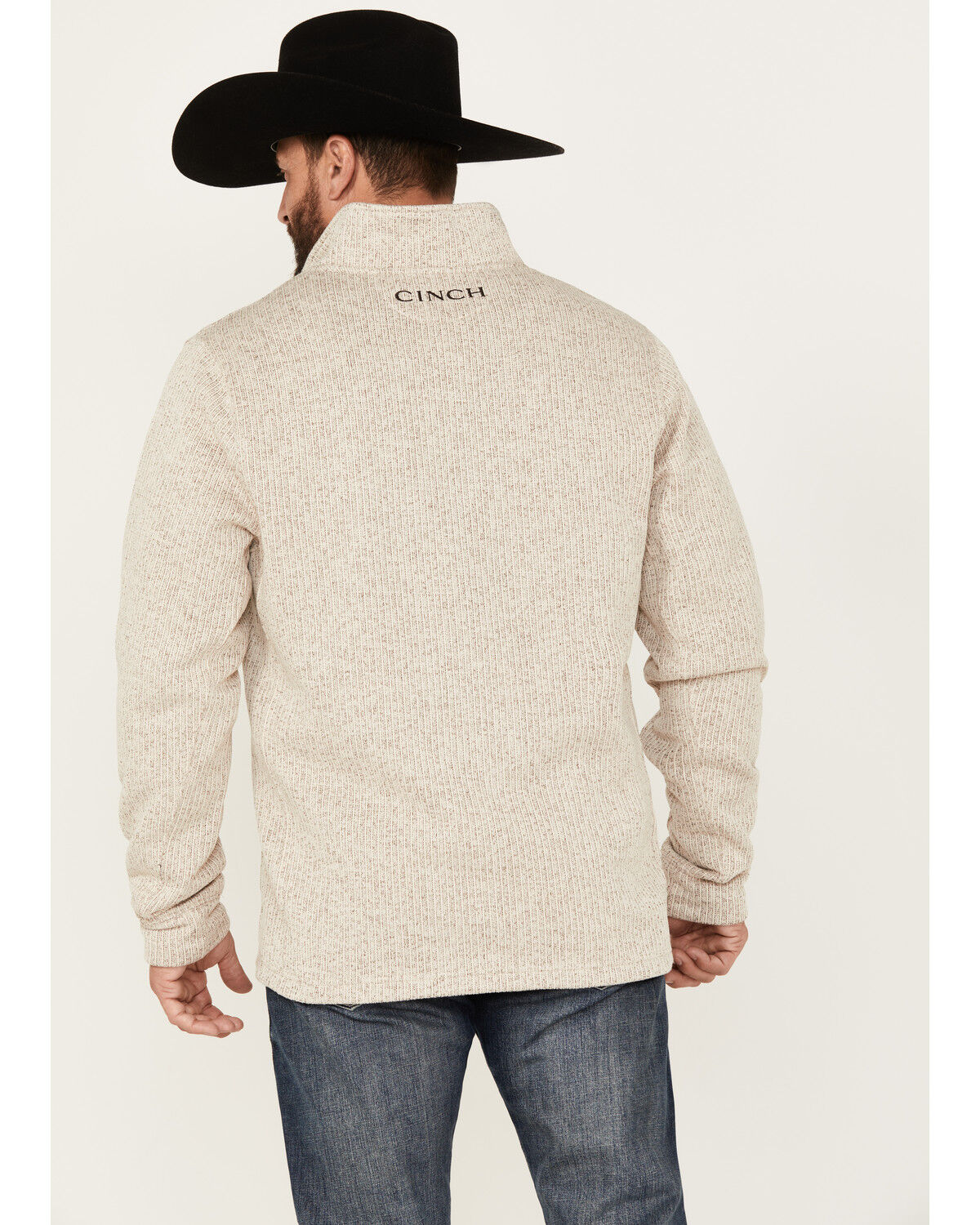 Image #4 - Cinch Men's Heather 1/4 Zip Pullover, Cream, hi-res