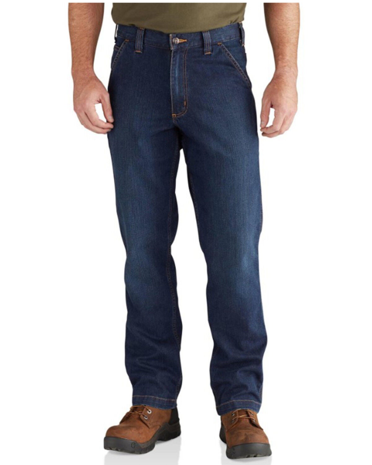 Carhartt Men's Full Swing Relaxed Fit Dungaree Work Jeans - Big, Dark Blue, hi-res