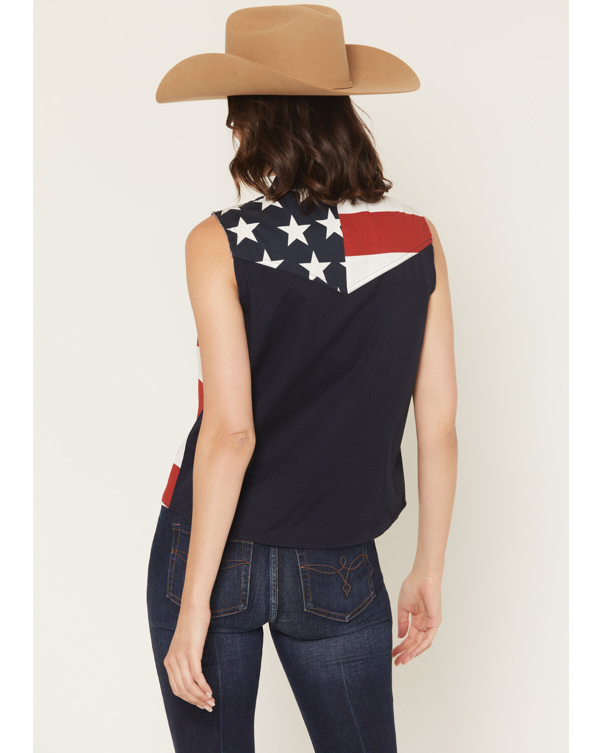Image #4 - Shyanne Women's Americana Print Bubba Sleeveless Snap Western Shirt, Red, hi-res