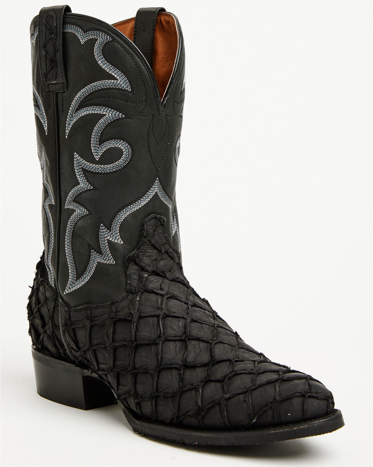 Image #1 - Dan Post Men's Exotic Pirarucu Western Boots - Round Toe, Black, hi-res