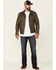 Image #2 - Mauritius Leather Men's Geoff Zip-Front Distressed Trucker Leather Jacket, Brown, hi-res
