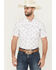 Image #1 - Rock & Roll Denim Men's TEK Longhorn Print Short Sleeve Pearl Snap Western Shirt, White, hi-res