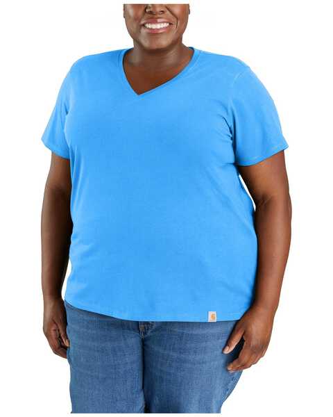 Carhartt Women's Relaxed Fit Lightweight Short Sleeve T-Shirt - Plus, Blue, hi-res