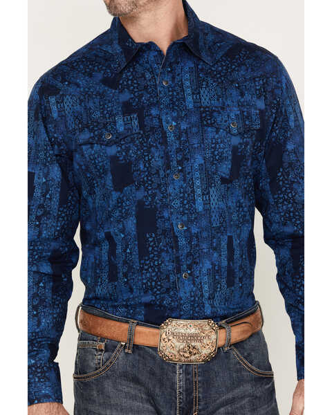 Image #3 - Wrangler Retro Men's Premium Paisley Print Long Sleeve Snap Western Shirt, Dark Blue, hi-res