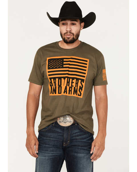 Image #1 - Brothers & Arms Flag Logo Graphic T-Shirt, Green, hi-res