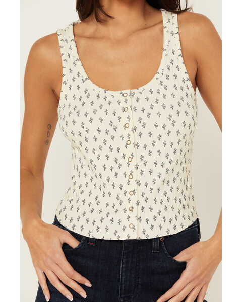 Image #3 - Cleo + Wolf Women's Amy Rib Knit Cropped Tank Top , Cream, hi-res