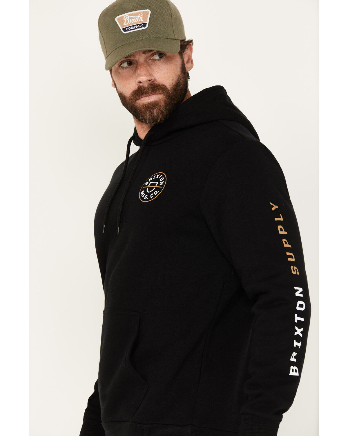 Image #2 - Brixton Men's Crest Logo Hooded Sweatshirt, Black, hi-res
