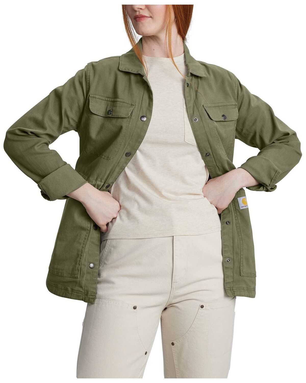 Image #2 - Carhartt Women's TENCEL™ Fiber Series Relaxed Fit Canvas Coat, Olive, hi-res