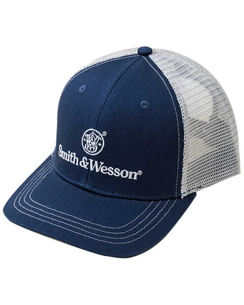 Smith & Wesson Classic Logo Trucker Hat, Navy, hi-res