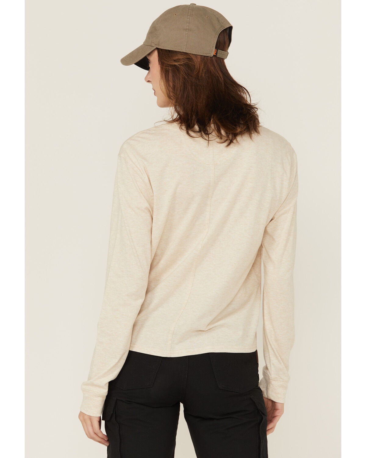 Image #4 - Carhartt Women's TENCEL&trade; Loose Fit Long Sleeve Pocket Shirt, Oatmeal, hi-res