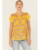 Image #1 - Johnny Was Women's Lafaret Short Sleeve Blouse, Yellow, hi-res