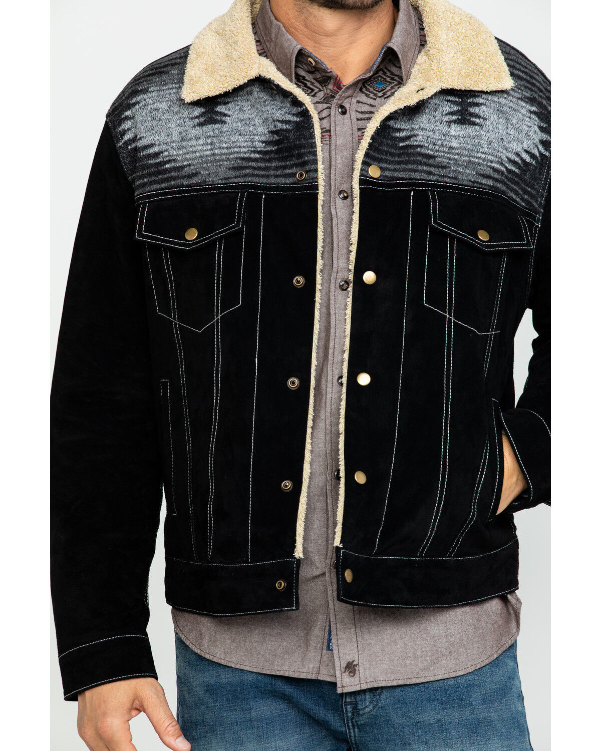 Image #4 - Scully Men's Boar Suede Jean Jacket, Black, hi-res