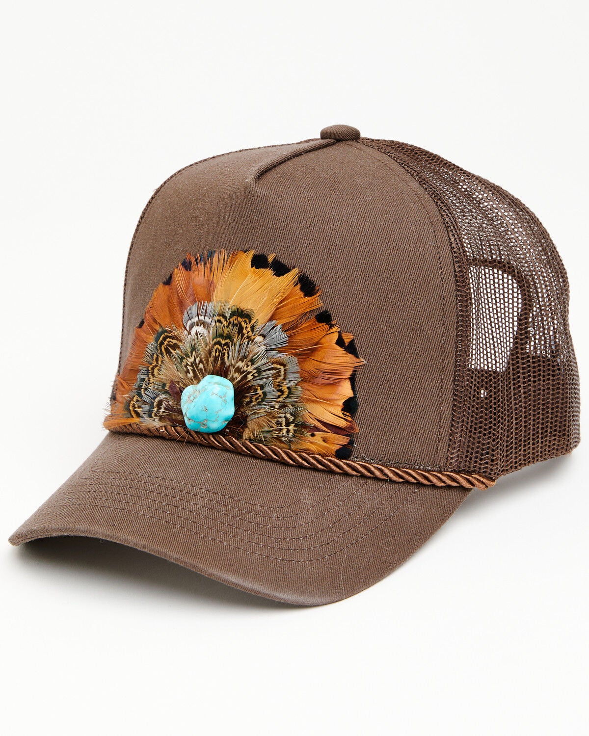 Shyanne Women's Feather Stone Ball Cap, Brown, hi-res