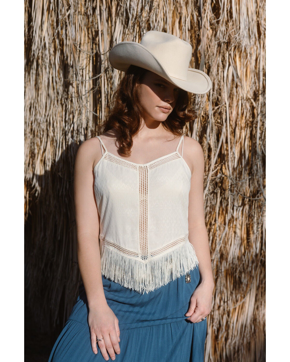 Image #1 - Idyllwind Women's Briarwick Jacquard Fringe And Lace Tank Top, Ivory, hi-res