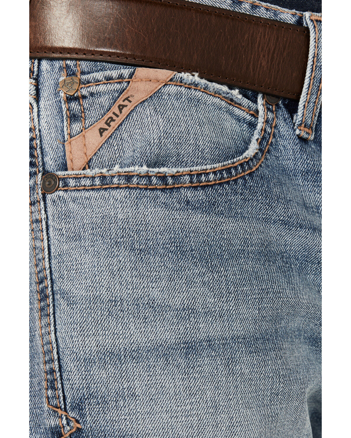Image #2 - Ariat Men's Light Wash Baltimore Slim Straight Stretch Denim Jeans, Light Wash, hi-res